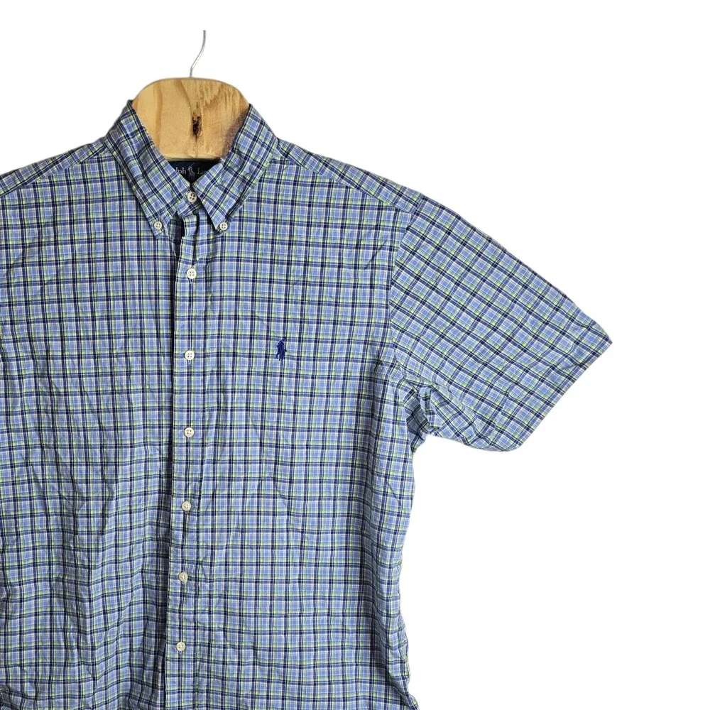 Polo Ralph Lauren Mens Large Classic Fit Plaid Short Sleeve‎ Button Down Shirt